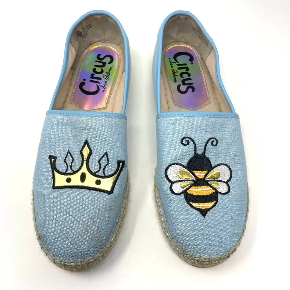 Sam Edelman Circus | Queen Bee Espadrilles Flats Blue Embroidered 7.5